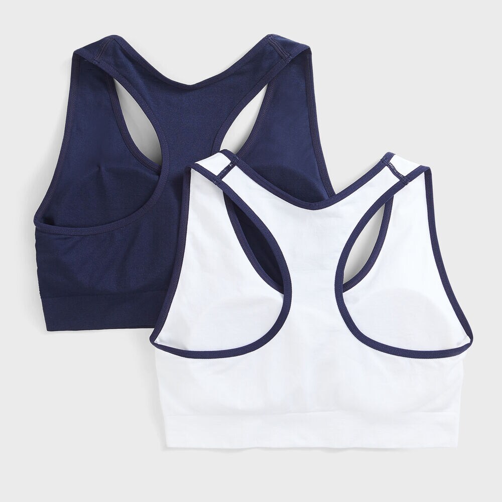LOGO GRAPHIC SPORTS BRA, 2-PACK,Antique White Wash,large