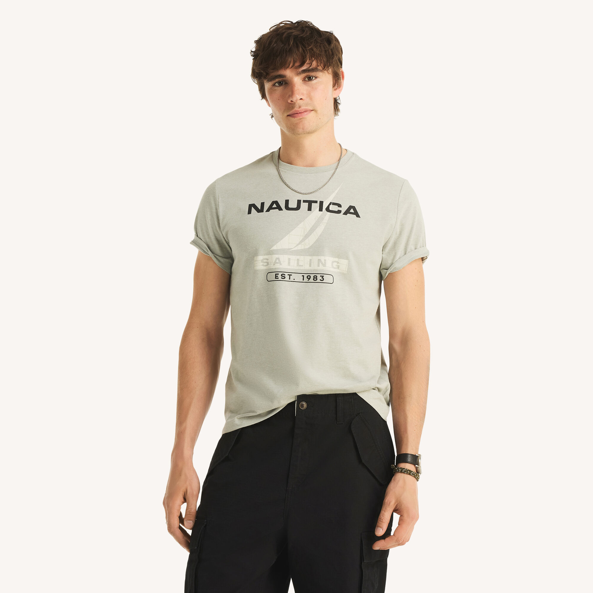 1983 Sailing Graphic T-Shirt,Grey Heather,large