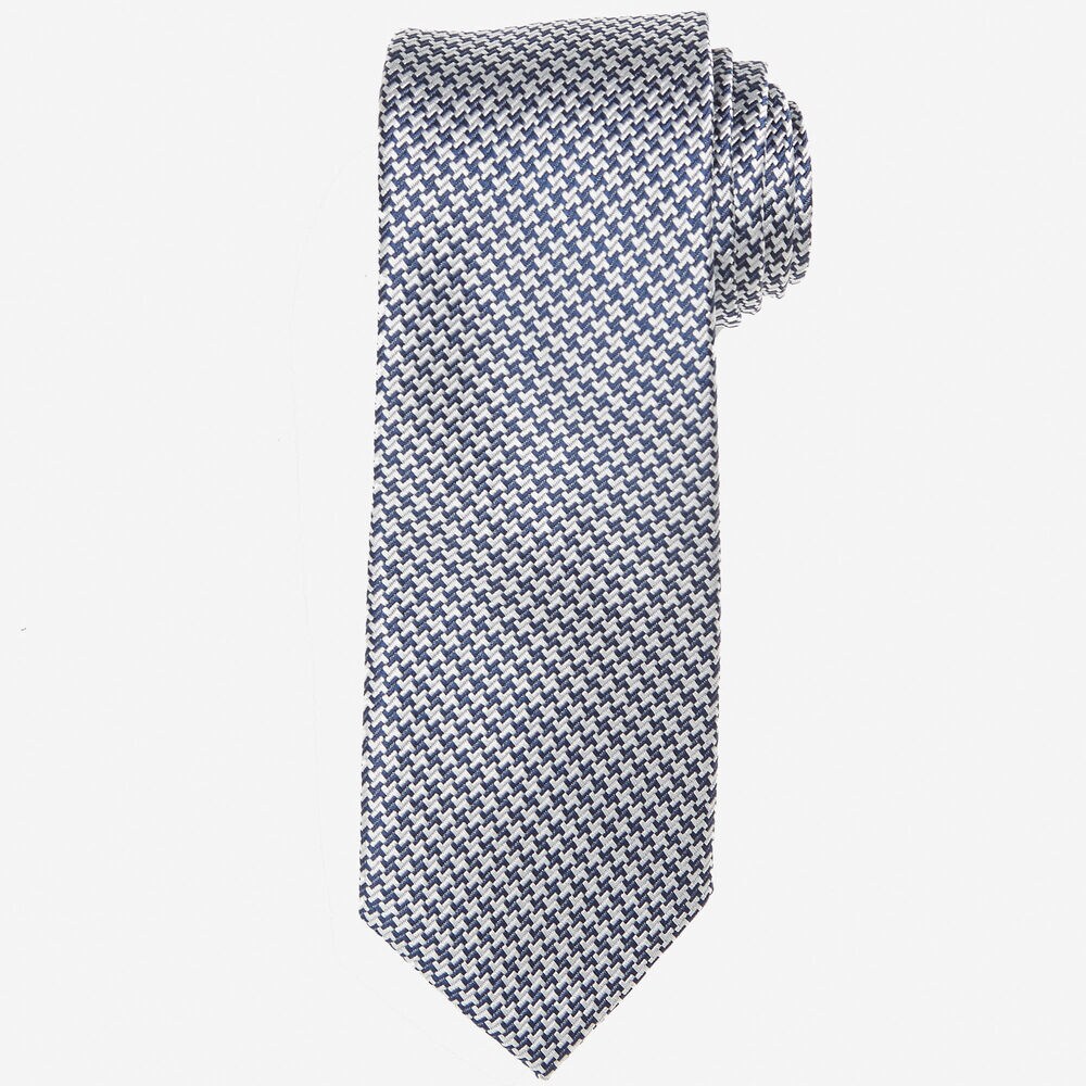 Houndstooth Silk Tie,Workshirt Blue,large