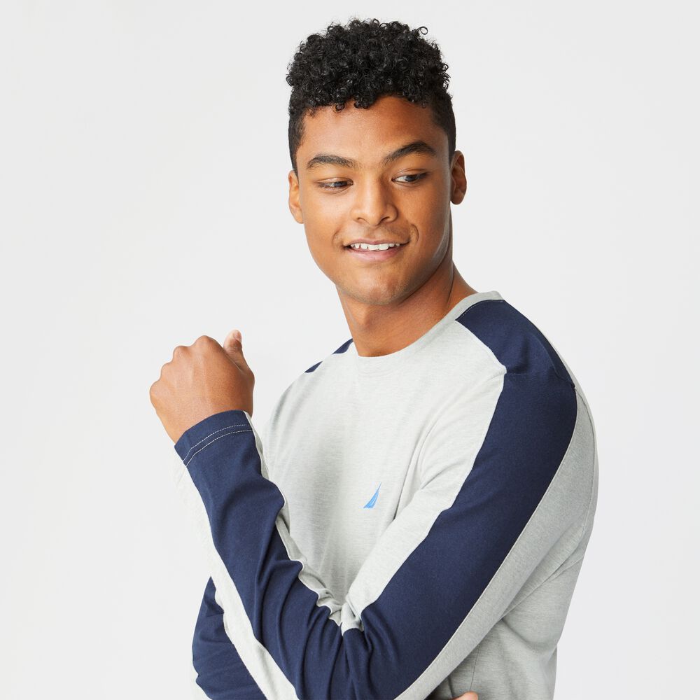 COLORBLOCK BRAND ICON LONG SLEEVE SLEEP TOP,Grey Heather,large