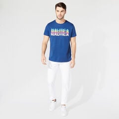 MULTIPLE LOGO GRAPHIC T-SHIRT,Estate Blue,large