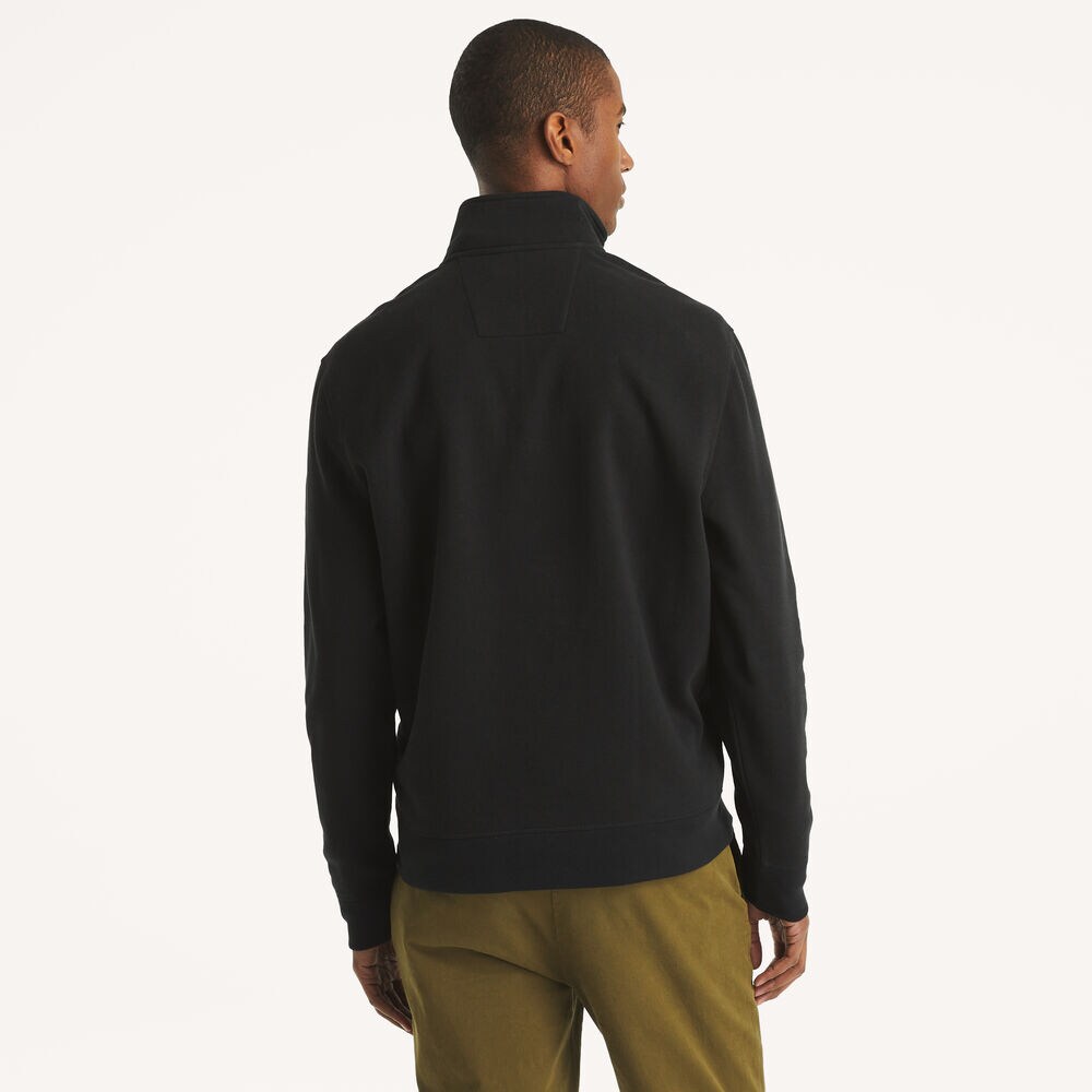 Quarter-Zip Colorblock Sweatshirt,True Black,large