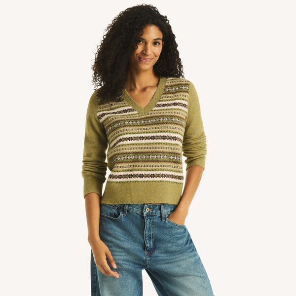 Striped V-Neck Sweater