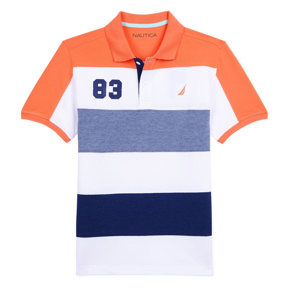 BOYS' RYAN 83 HERITAGE POLO IN COLORBLOCK,Faded Orange,large