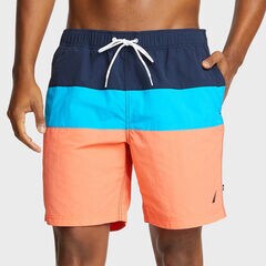 8" TRI-COLORBLOCK SWIM,Livng Coral,large