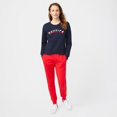 CROSSOVER HEM LOGO SWEATSHIRT,Stellar Blue Heather,large