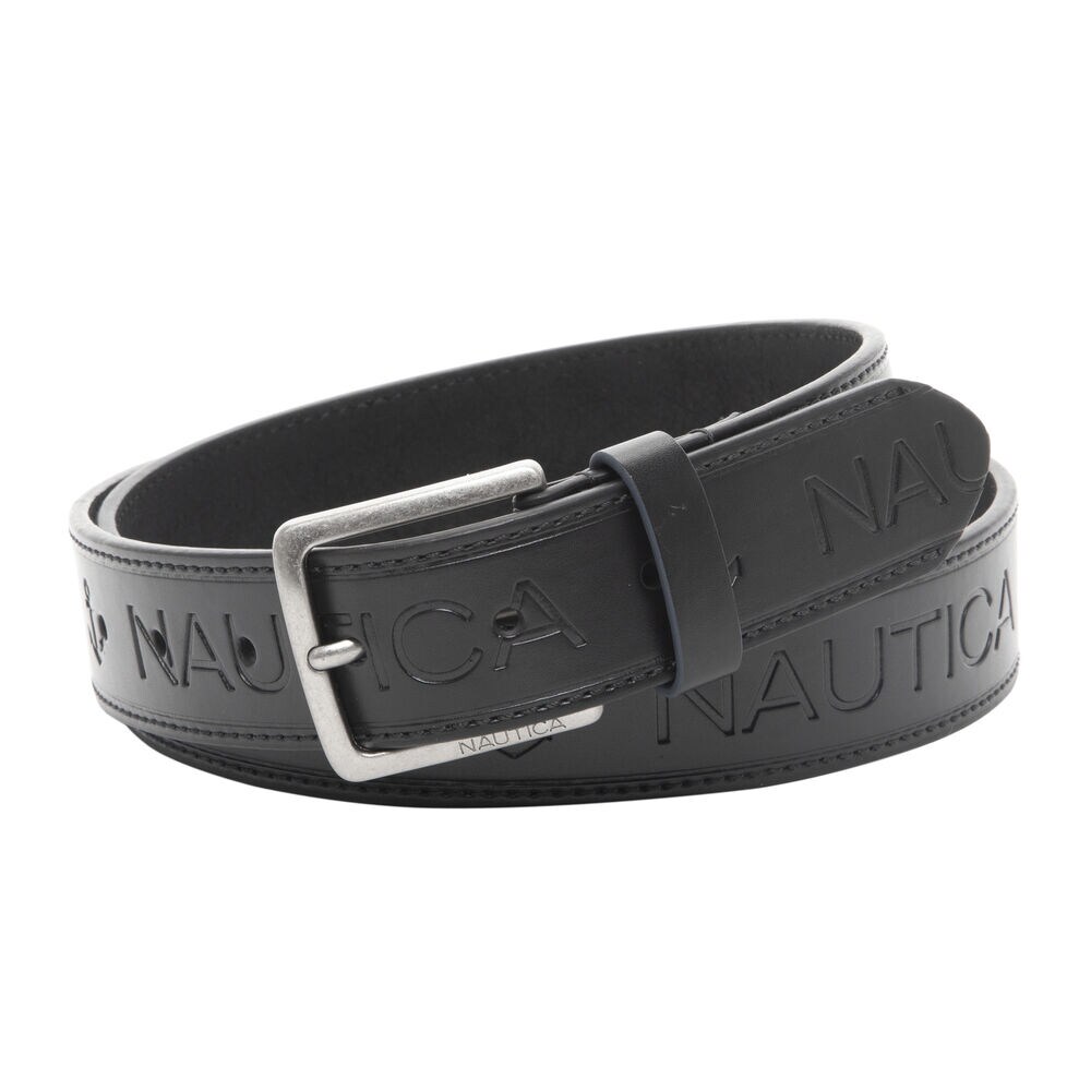 LOGO EMBOSSED BELT IN BLACK,True Black,large