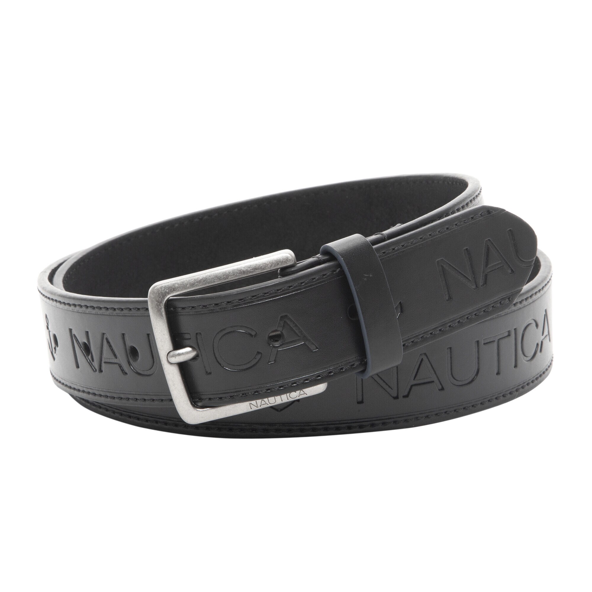 LOGO EMBOSSED BELT IN BLACK,True Black,large