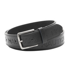 LOGO EMBOSSED BELT IN BLACK,True Black,large