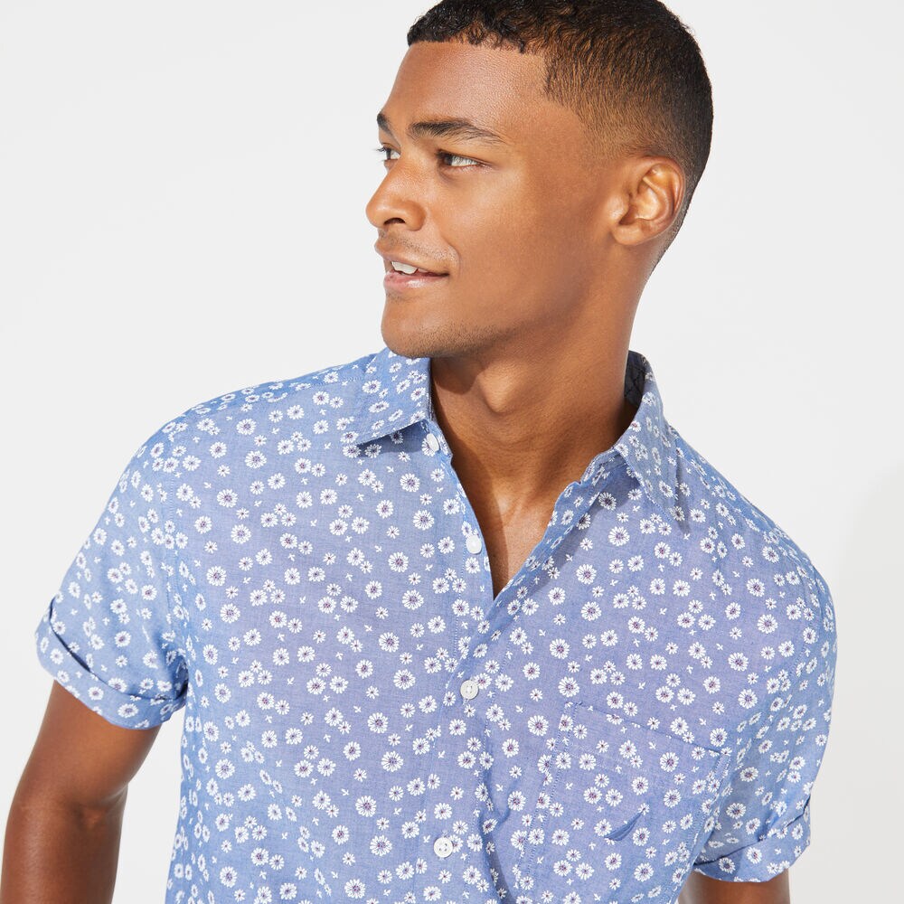 CLASSIC FIT FLORAL PRINT CHAMBRAY SHIRT,Limoges,large