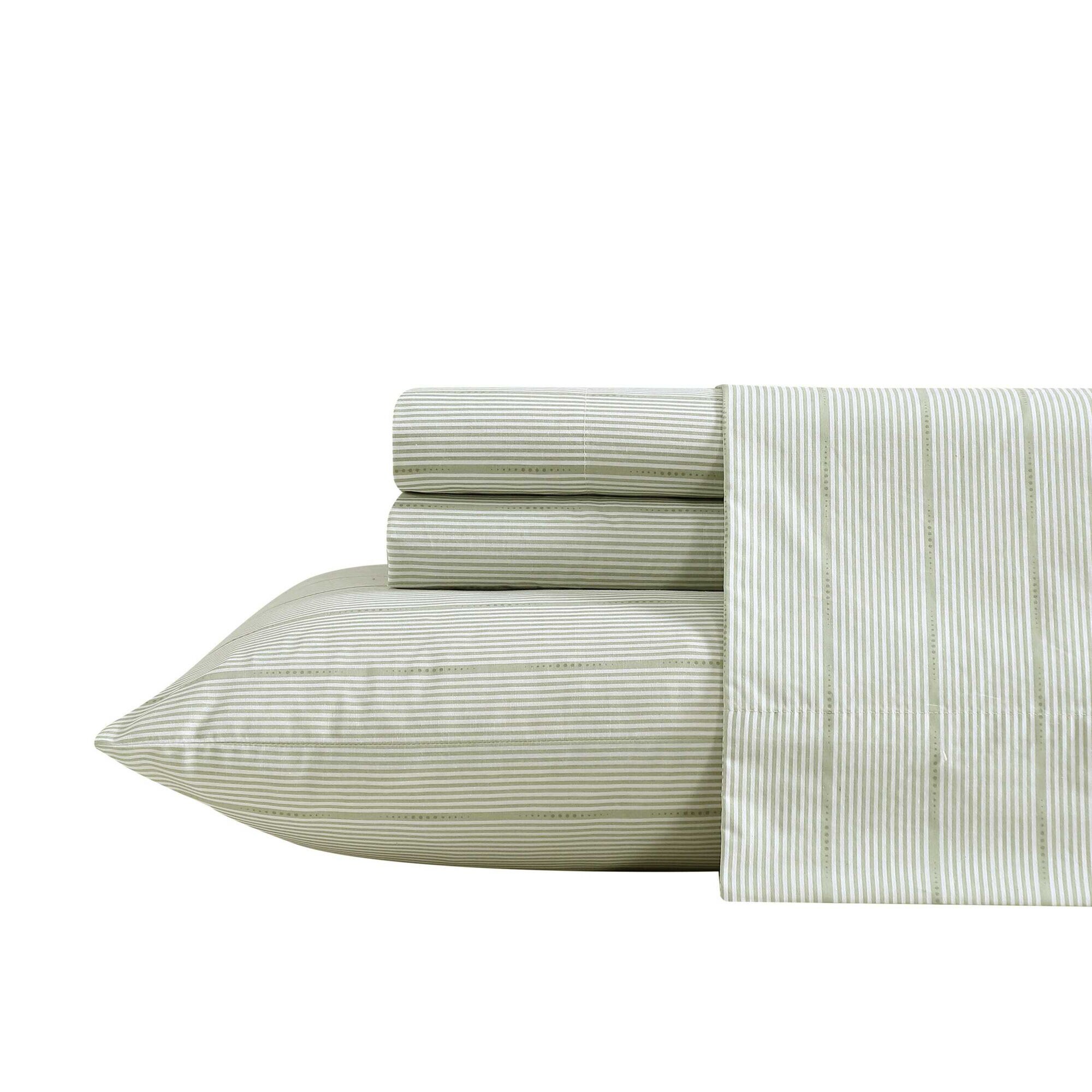 Ellipse Stripe Green Twin Sheet Set (00199165074787 Home) photo