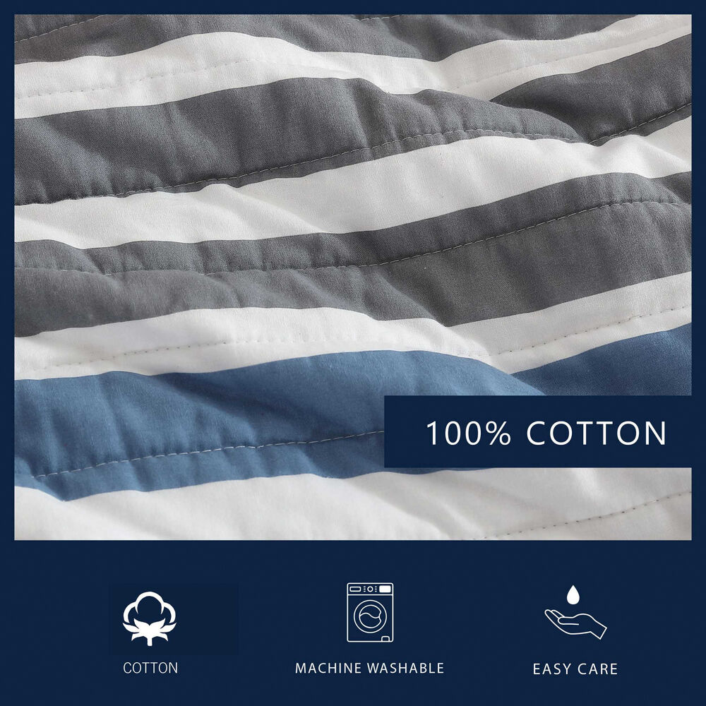  Bradford Navy Twin Quilt & Sham Set,Bali Bliss,large