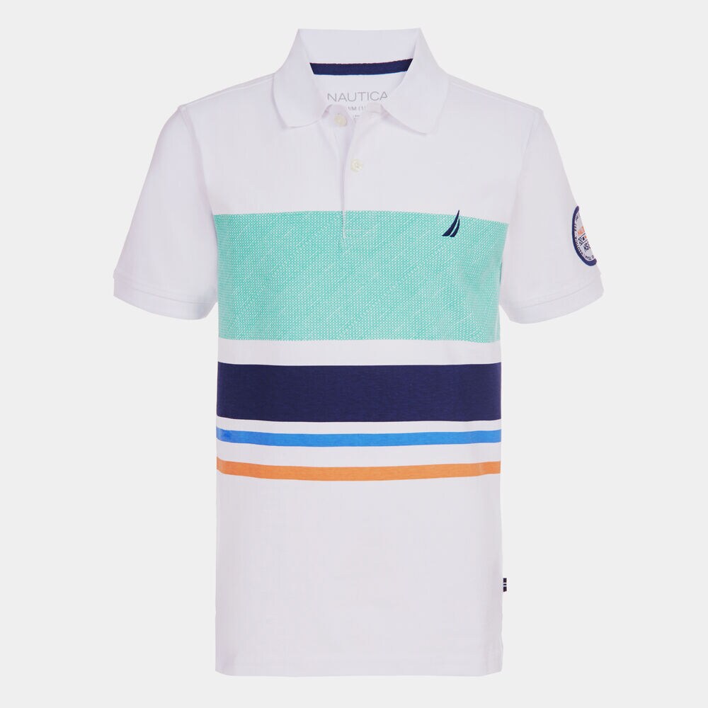 LITTLE BOYS' STRIPE FRONT GRAPHIC BACK HERITAGE POLO (4-7),Antique White Wash,large