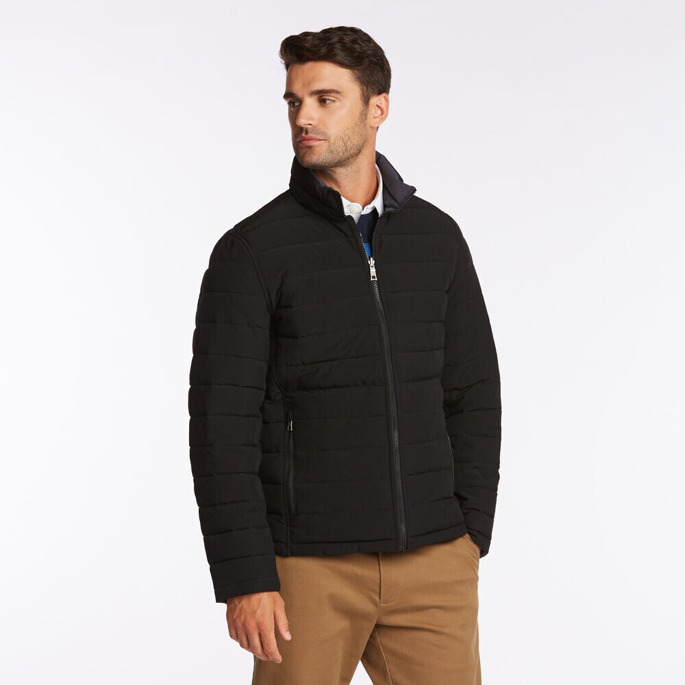 STRETCH REVERSIBLE PUFFER,Black,large