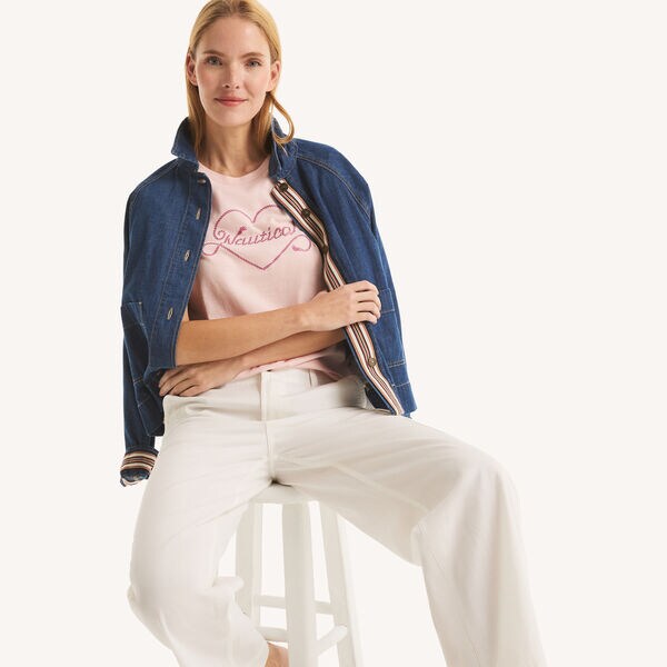 Roped Heart Glitter Graphic T-Shirt