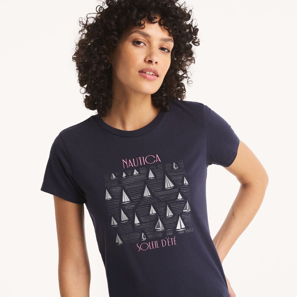 Nautica Sailing Graphic T-Shirt,Stellar Blue Heather,large