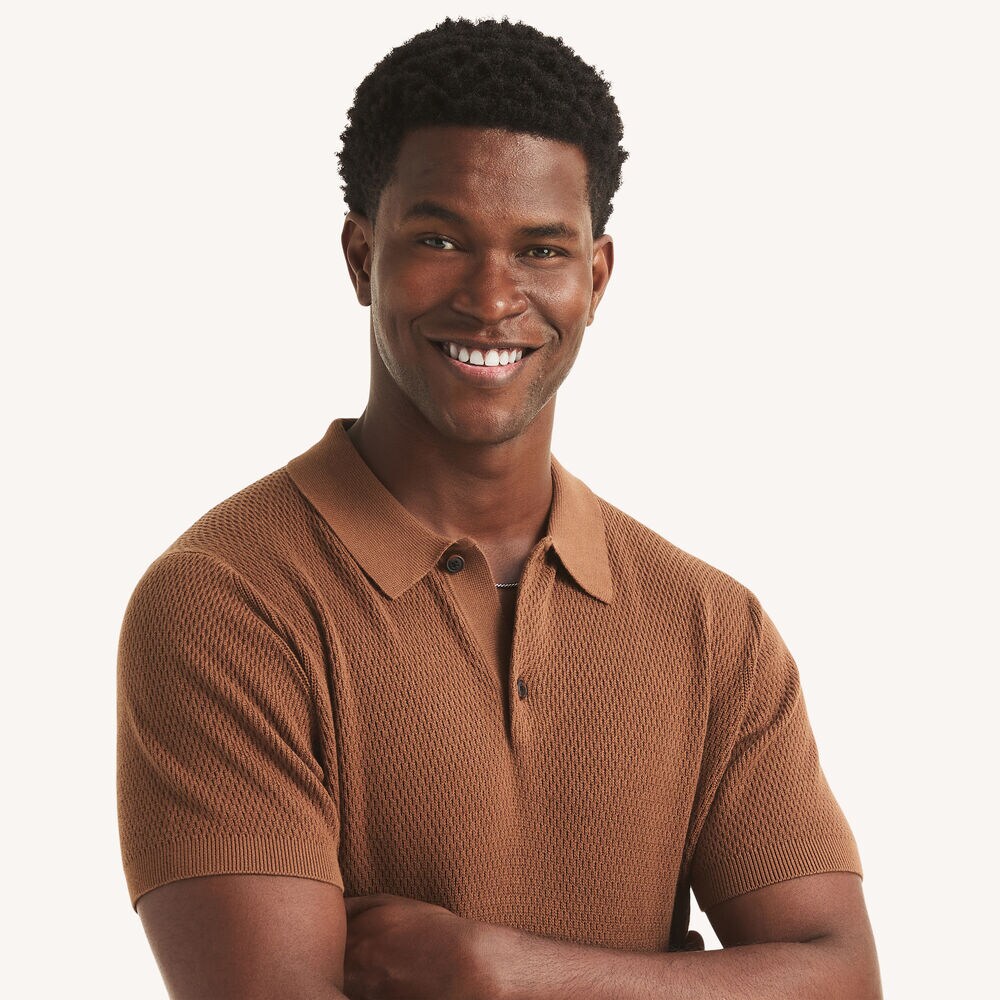 Textured Sweater Polo,Chino,large