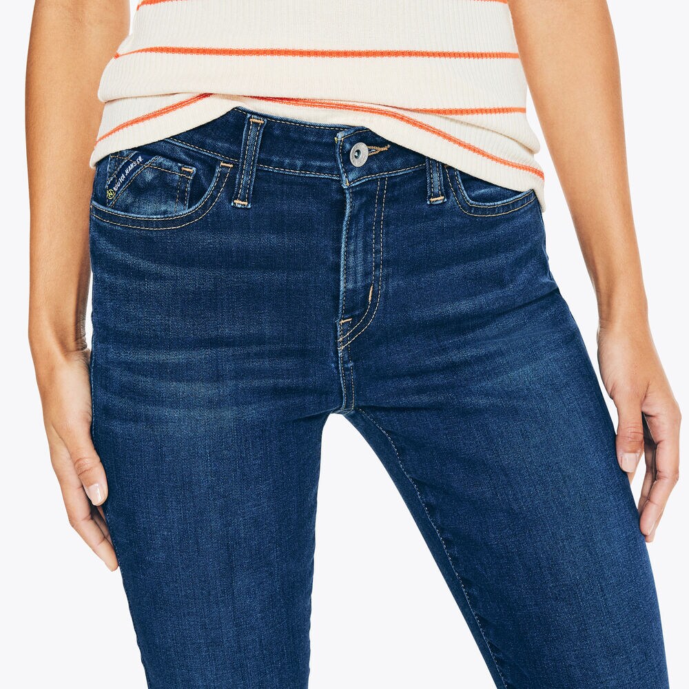NAUTICA JEANS CO. TRUE FLEX MID-RISE SKINNY DENIM,Sapphire/Pitch Yellow,large