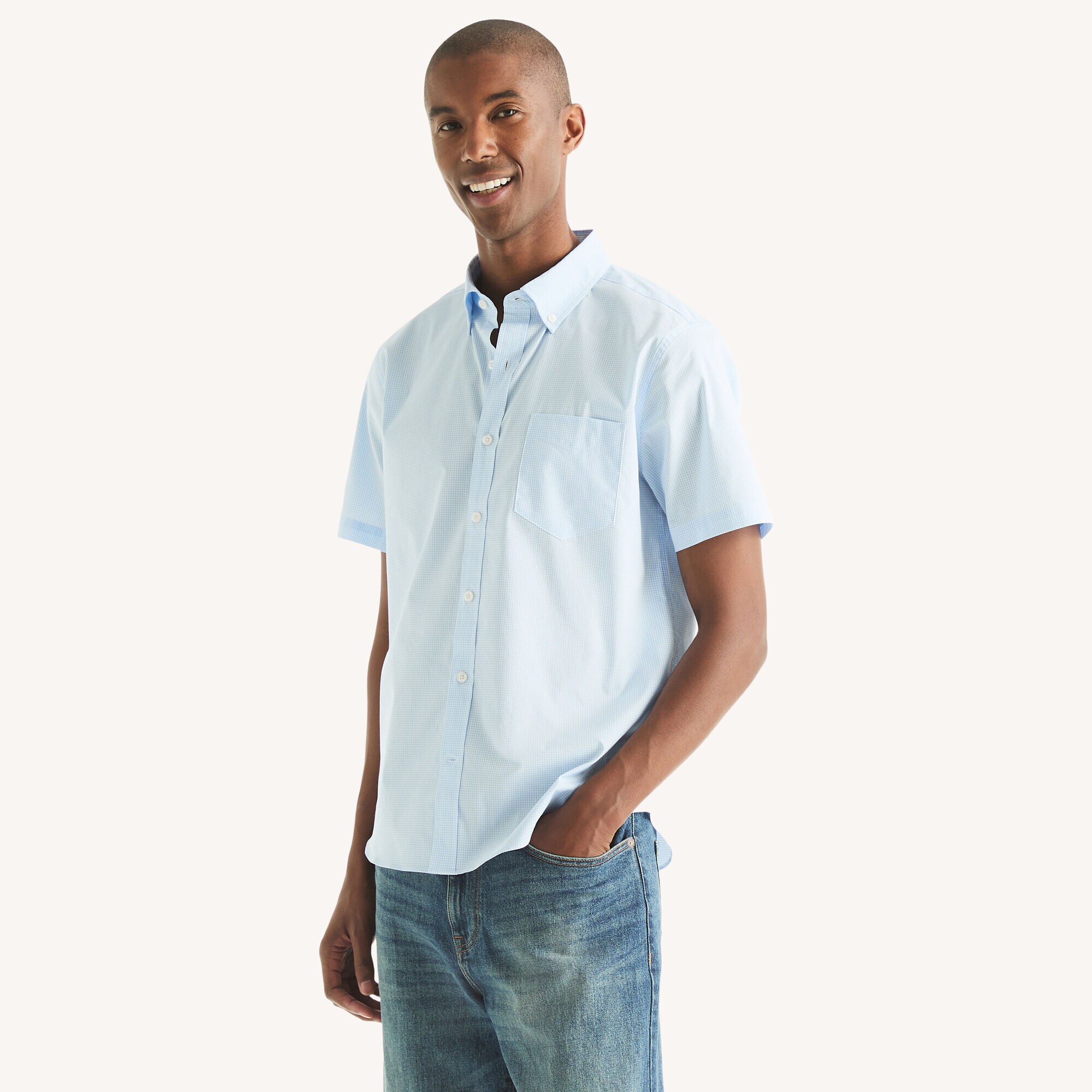 Checkered Classic Fit Shirt,Azure Blue,large