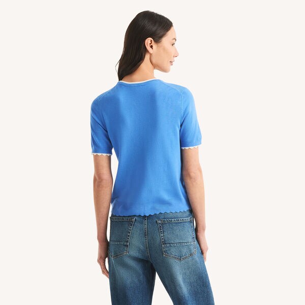 Scalloped Short-Sleeve Sweater