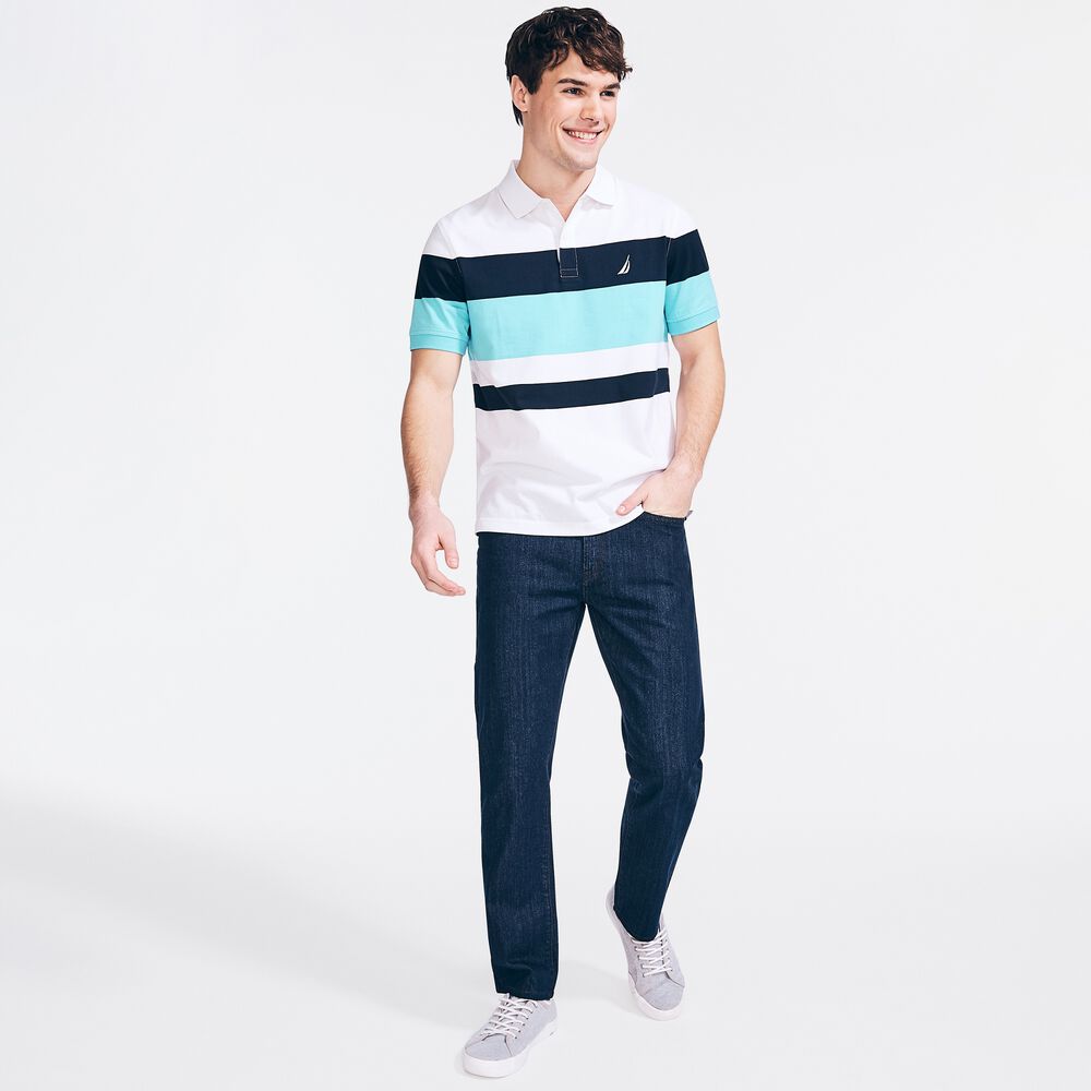 CLASSIC FIT STRIPED POLO,Bright White,large