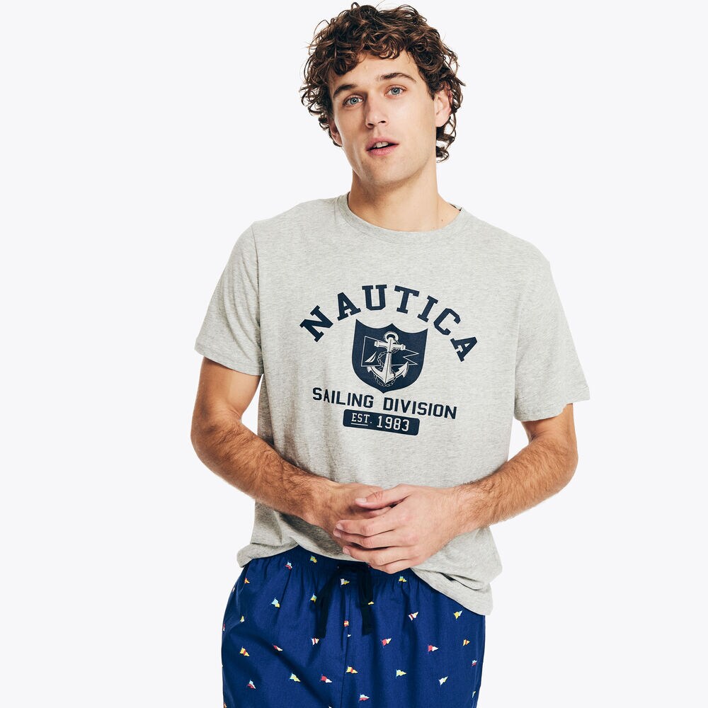 SAILING DIVISION GRAPHIC SLEEP T-SHIRT,Grey Heather,large