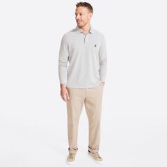 CLASSIC FIT LONG-SLEEVE POLO,Grey Heather,large