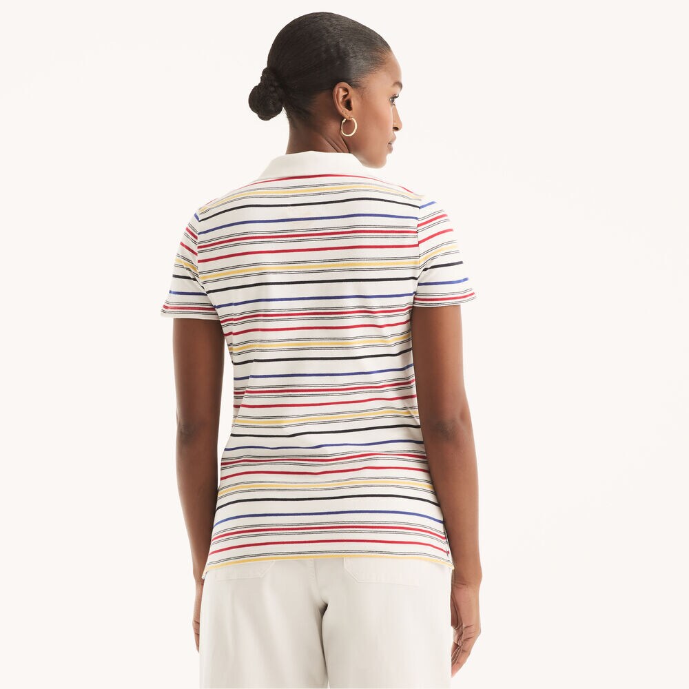 5-Button Striped Polo,Bright White,large