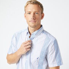 CLASSIC FIT VERTICAL STRIPE SHIRT,Bright White,large