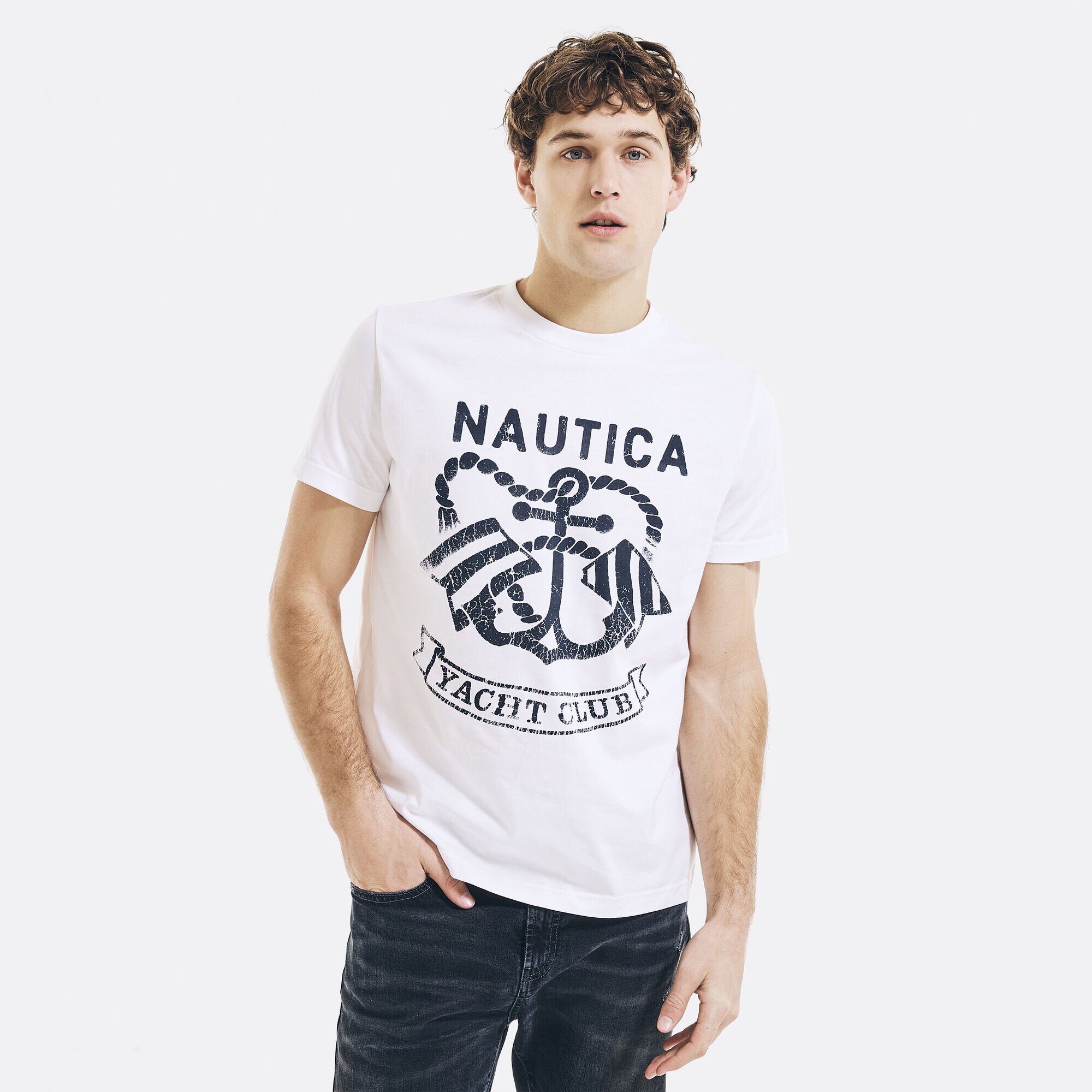 NAUTICA JEANS CO. YACHT CLUB GRAPHIC T-SHIRT,Bright White,large