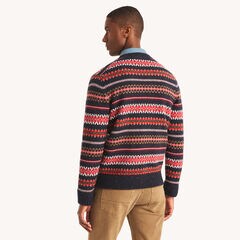 Fair Isle Cardigan,Navy,large