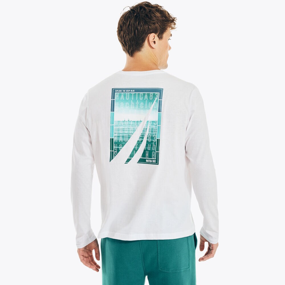 OCEAN GRAPHIC LONG-SLEEVE T-SHIRT,Bright White,large