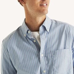 Classic Fit Wrinkle-Resistant Plaid Shirt,Riviera Blue,large