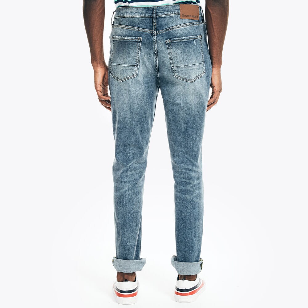 NAUTICA JEANS CO. DISTRESSED STRAIGHT FIT DENIM,Federal Blue,large