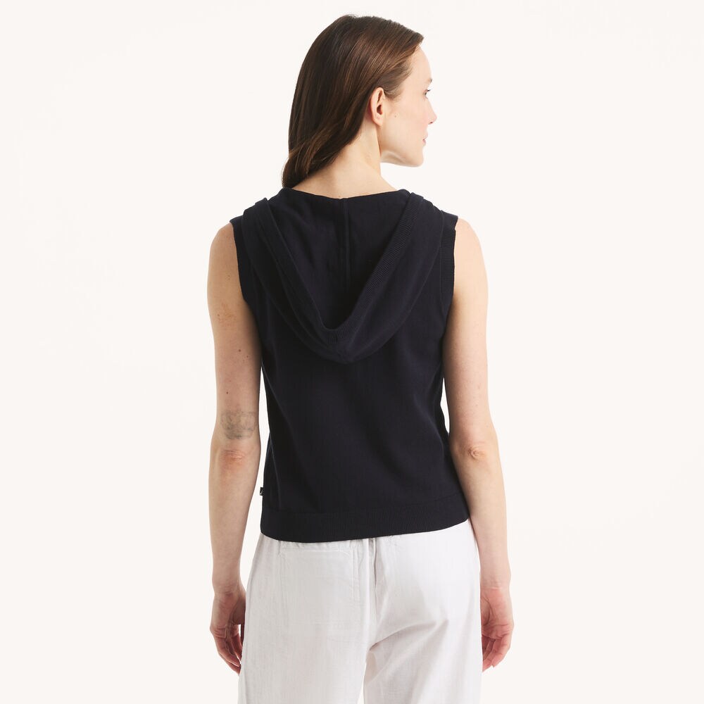 Sleeveless Hoodie Sweater Vest,Navy,large