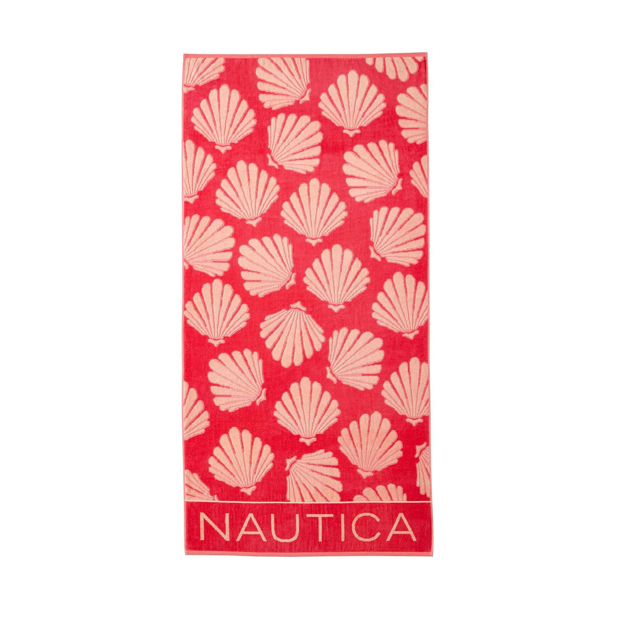 Seashell Seashore Beach Towel,Rogue Red,large