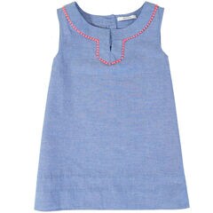 Little Girls' Scalloped Trim Sleeveless Top (2T-7),Windsurf Blue,large