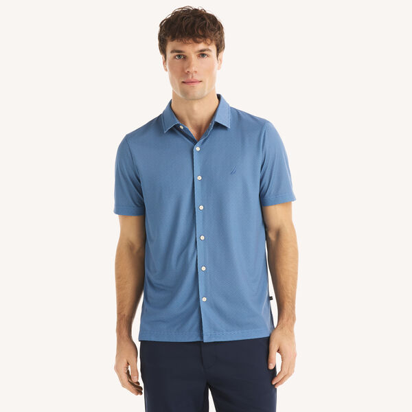 Printed Button-Front Performance Polo