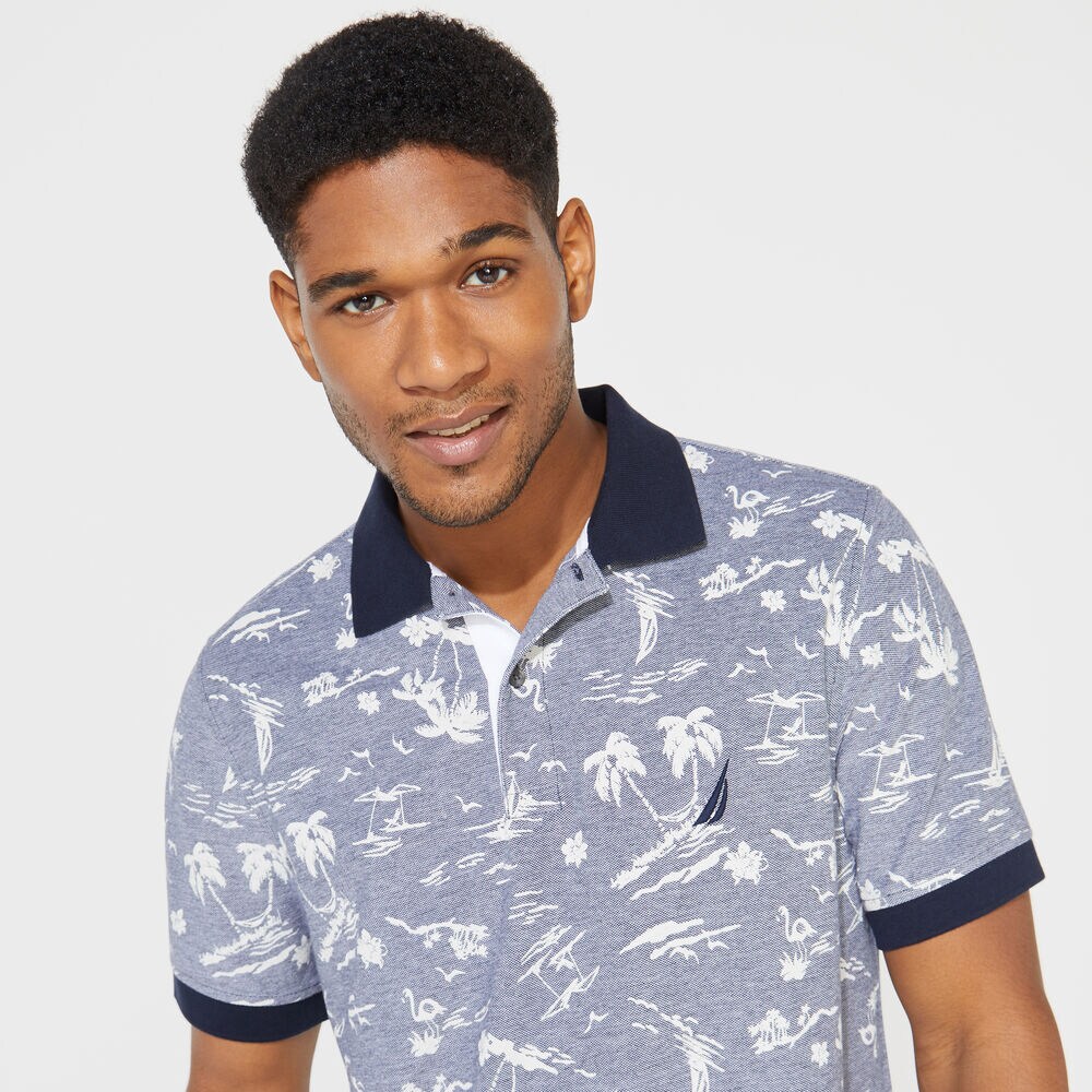 CLASSIC FIT PRINTED POLO,Navy,large