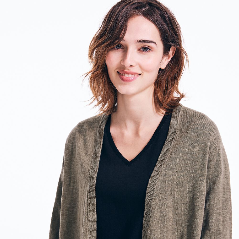 V-NECK OPEN FRONT CARDIGAN,Teal Wave,large