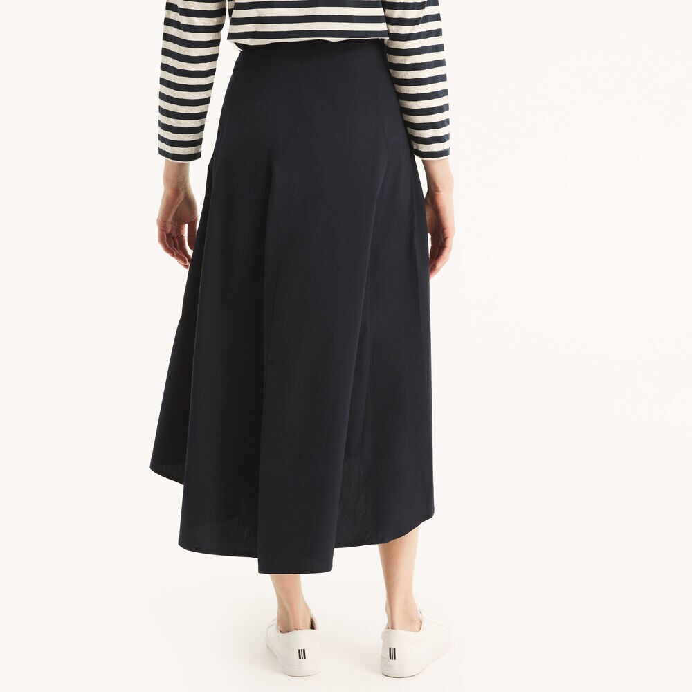 Solid Midi Skirt,Navy,large