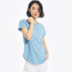 SOLID SHORT-SLEEVE HENLEY,Bolt Blue,large