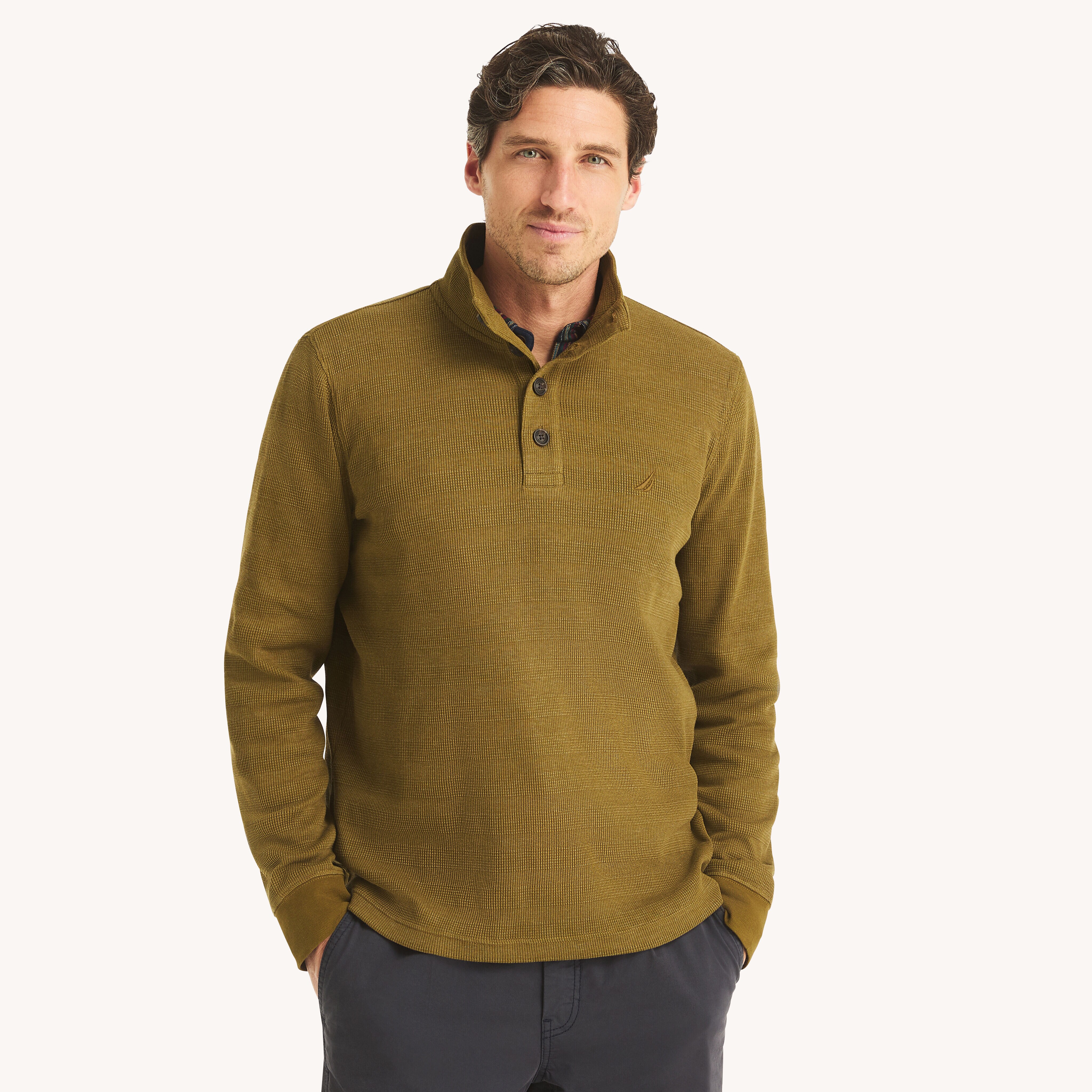 Waffle Knit Mock-Neck Pullover | Nautica