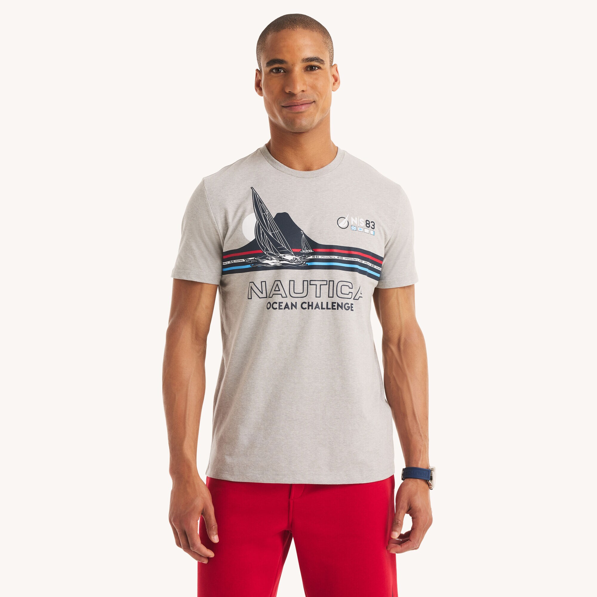 Ocean Challenge Graphic T-Shirt,Grey Heather,large