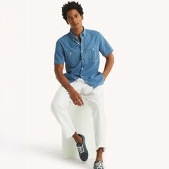 Chambray Short-Sleeve Shirt,Pure Deep Bay Wash,large