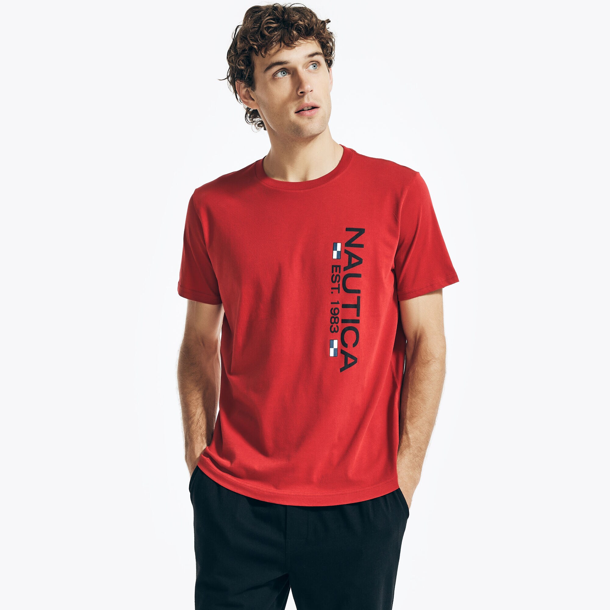 Logo Sleep T-Shirt,Nautica Red,large