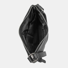 LOGO-EMBOSSED PEBBLED CROSSBODY BAG,True Black,large