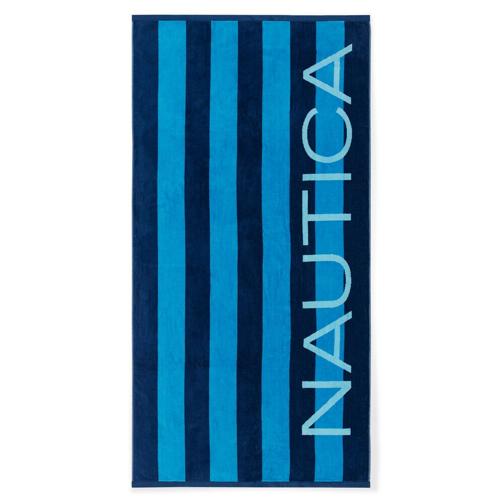 MIXED BLUE STRIPE BEACH TOWEL,Navy,large