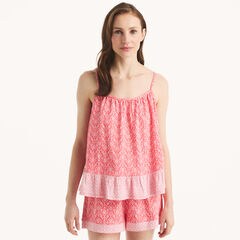 Printed Pajama Short Set,Nasturtium,large