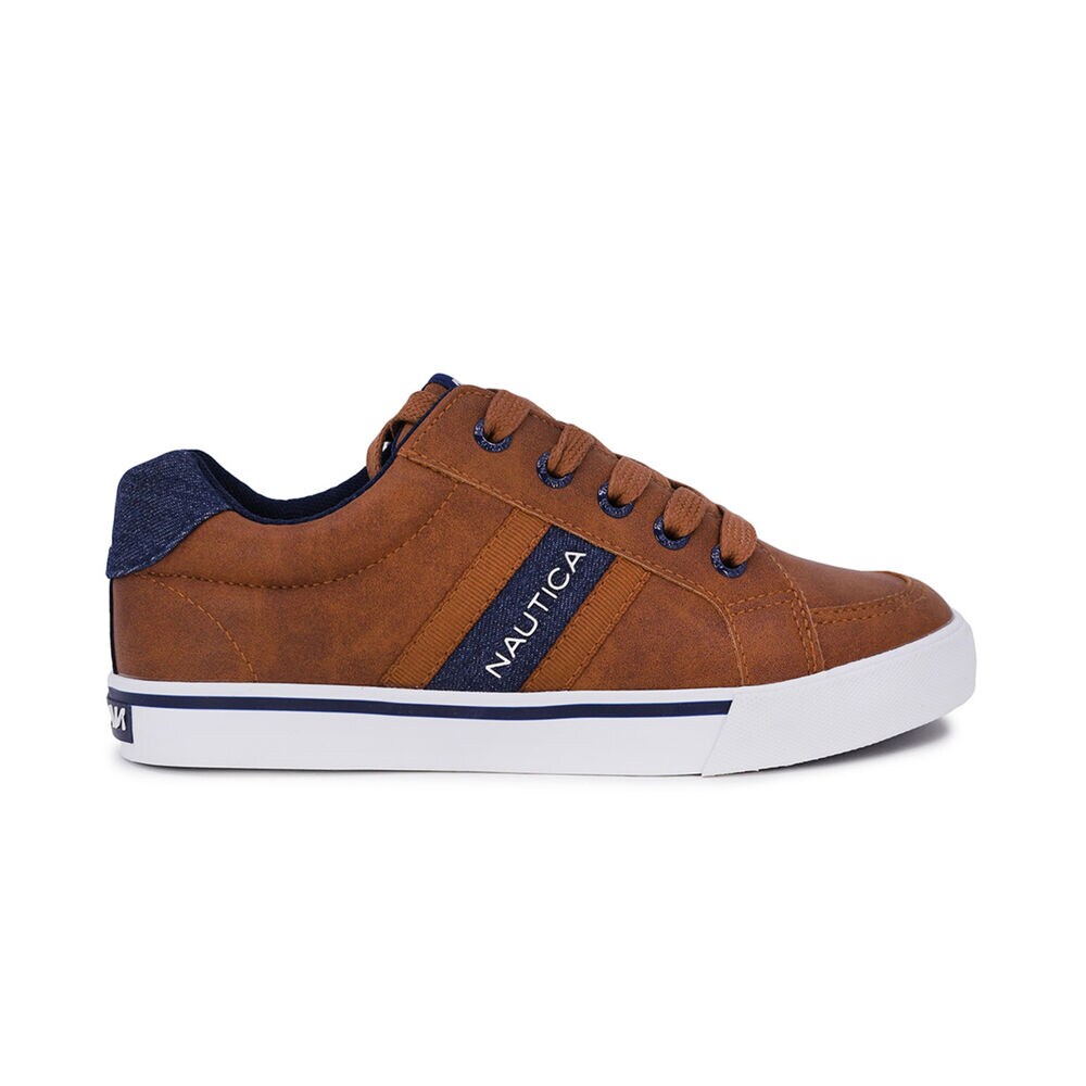 BOYS' LOGO LACE-UP SNEAKER,Brown Stone,large